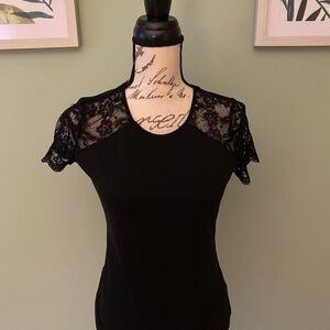 Elegant Black Lace Sleeve Top